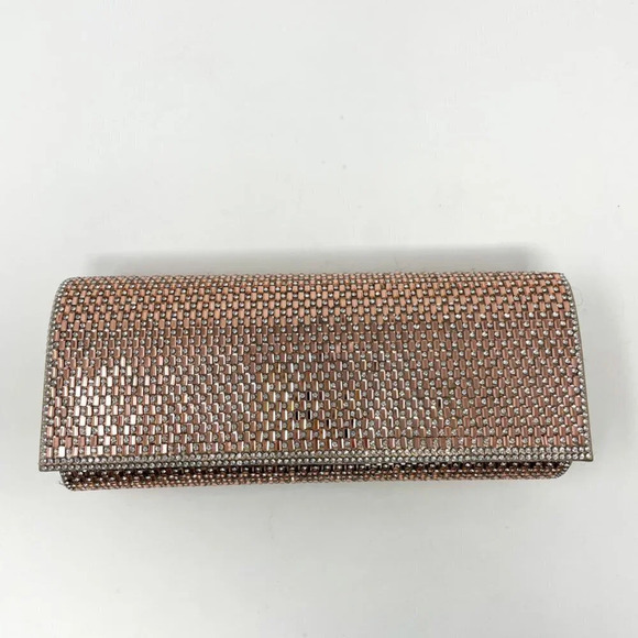 Rose Gold Rhinestone Crystal Embellished Clutch Wristlet Wallet Purse NWT - Picture 4 of 6